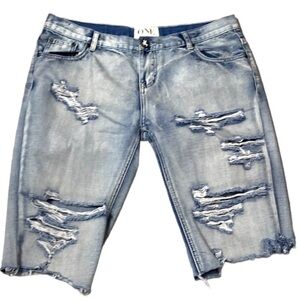 One Teaspoon Distressed Blue Trucker Shorts Size 30